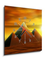 Obraz s hodinami 1D - 50 x 50 cm F_F25997163 - Mysterious pyramids - Tajemné pyramidy