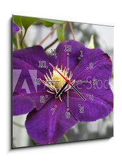 Obraz s hodinami 1D - 50 x 50 cm F_F2618623 - violet flower