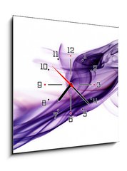 Obraz s hodinami   Purple smoke in white background, 50 x 50 cm