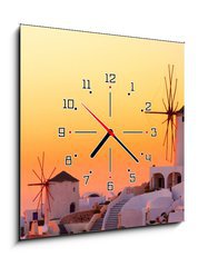 Obraz s hodinami 1D - 50 x 50 cm F_F26522193 - Santorini sunset - Santorini západ slunce