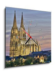 Obraz s hodinami 1D - 50 x 50 cm F_F26557919 - K lner Dom am Abend - Kolnsk katedrla ve veernch hodinch
