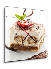 Obraz s hodinami   Tiramisu Dessert, 50 x 50 cm