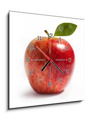 Obraz s hodinami 1D - 50 x 50 cm F_F26758479 - rayal gala apple on white