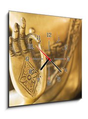 Obraz s hodinami 1D - 50 x 50 cm F_F26799446 - Hand of the golden Buddha 02 - Ruka zlatého Buddhy 02