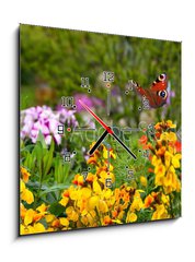 Obraz s hodinami 1D - 50 x 50 cm F_F270234629 - Schmetterling 578 - Motýl 578