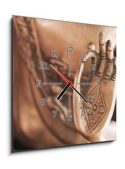 Obraz s hodinami   Die Hand des Messing Buddhas, 50 x 50 cm