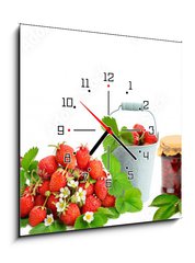 Obraz s hodinami 1D - 50 x 50 cm F_F272522688 - Panoramic collage fruit, drinks, ice cream