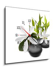 Obraz s hodinami   Spa still life with white flowers, 50 x 50 cm