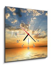 Obraz s hodinami 1D - 50 x 50 cm F_F27387255 - sunset at coast of the sea