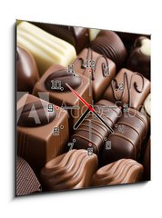 Obraz s hodinami 1D - 50 x 50 cm F_F27663412 - various chocolate pralines