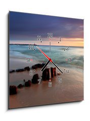 Obraz s hodinami 1D - 50 x 50 cm F_F27723346 - Beautiful sunrise on the beach