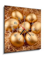 Obraz s hodinami 1D - 50 x 50 cm F_F27774128 - Golden eggs - Zlatá vejce
