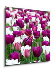 Obraz s hodinami 1D - 50 x 50 cm F_F27832977 - tulipany