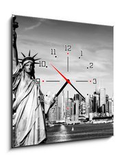 Obraz s hodinami 1D - 50 x 50 cm F_F27889874 - afternoon vibrant capture of new york midtown over hudson - odpolední živé zachycení New Yorku uprostřed přes Hudson