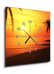 Obraz s hodinami 1D - 50 x 50 cm F_F27987416 - Ibiza Sunset Chillout Beach 01