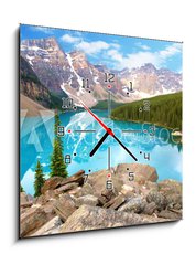 Obraz s hodinami 1D - 50 x 50 cm F_F28040110 - moraine lake - jezero moraine