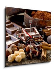 Obraz s hodinami 1D - 50 x 50 cm F_F28180973 - chocolate with ingredients-cioccolato e ingredienti - čokoláda se složkami