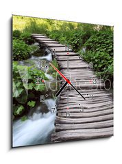 Obraz s hodinami 1D - 50 x 50 cm F_F28215614 - bridge in the woods - most v lese