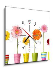 Obraz s hodinami 1D - 50 x 50 cm F_F28406687 - flower nature garden botany daisy bloom pot - květina příroda zahrada botanika sedmikráska květ květ