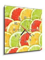 Obraz s hodinami 1D - 50 x 50 cm F_F28466521 - Background with citrus-fruit slices - Pozadí s citrusem