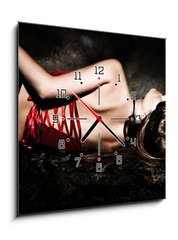 Obraz s hodinami 1D - 50 x 50 cm F_F28730552 - sensual woman - smyslná žena