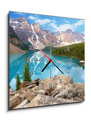 Obraz s hodinami 1D - 50 x 50 cm F_F29497794 - moraine lake