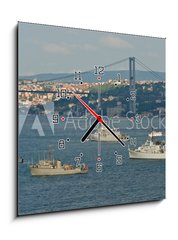 Obraz s hodinami 1D - 50 x 50 cm F_F29533789 - Kriegsschiffe auf dem Bosporus