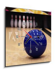 Obraz s hodinami 1D - 50 x 50 cm F_F2975149 - bowling ball and pins