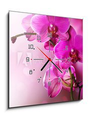 Obraz s hodinami 1D - 50 x 50 cm F_F30014255 - Orchid Flower border design