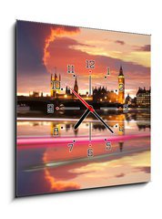 Obraz s hodinami 1D - 50 x 50 cm F_F30031688 - Big Ben in the evening, London, UK