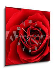 Obraz s hodinami 1D - 50 x 50 cm F_F30035438 - Rote Rose - Červená růže