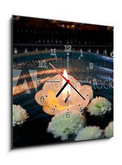Obraz s hodinami 1D - 50 x 50 cm F_F30299512 - Schwimmkerze asiatisch