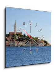 Obraz s hodinami 1D - 50 x 50 cm F_F30524389 - Croatia -  Rovinj - Old city and mediterranean sea