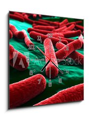 Obraz s hodinami 1D - 50 x 50 cm F_F30619271 - E coli Bacteria close up