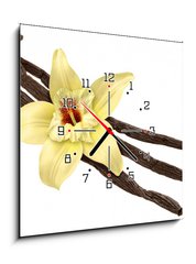 Obraz s hodinami 1D - 50 x 50 cm F_F30979053 - Vanilla Bean and Flower (clipping path) - Vanilková fazole a květina (ořezová cesta)