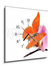 Obraz s hodinami 1D - 50 x 50 cm F_F31050009 - Butterfly Appias zarinda zarinda perspicua isolated on white