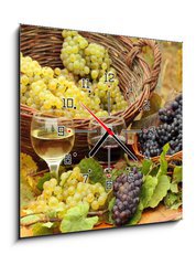 Obraz s hodinami 1D - 50 x 50 cm F_F31176715 - Wine and Grapes in the Vineyard