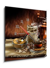 Obraz s hodinami   coffee composition, 50 x 50 cm
