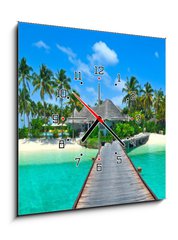 Obraz s hodinami 1D - 50 x 50 cm F_F31946624 - Maldives island Panorama