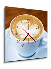 Obraz s hodinami   Latte Art  Herz, 50 x 50 cm
