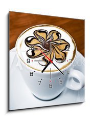 Obraz s hodinami   Latte Art  Rosette, 50 x 50 cm