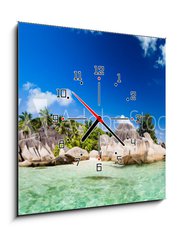 Obraz s hodinami 1D - 50 x 50 cm F_F32227704 - Anse Source d`Argent, la Digue, Seychelles