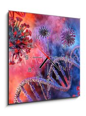 Obraz s hodinami 1D - 50 x 50 cm F_F322420544 - Coronavirus disease COVID-19 infection 3D medical illustration. Floating China pathogen respiratory influenza covid virus cells. Dangerous asian ncov corona virus, dna, pandemic risk background design