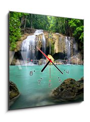 Obraz s hodinami 1D - 50 x 50 cm F_F32455007 - Waterfall in Kanchanaburi Province,Thailand - Vodopád v provincii Kanchanaburi, Thajsko