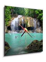 Obraz s hodinami 1D - 50 x 50 cm F_F32455007 - Waterfall in Kanchanaburi Province,Thailand