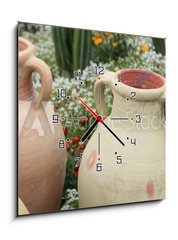 Obraz s hodinami 1D - 50 x 50 cm F_F32656633 - Kakteengarten mit Tonkr gen