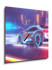 Obraz s hodinami 1D - 50 x 50 cm F_F327727860 - Future car going on the road 3d illustration