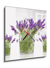 Obraz s hodinami 1D - 50 x 50 cm F_F32794257 - Vasi di lavanda in casa