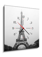 Obraz s hodinami   Eiffel tower under snow, 50 x 50 cm