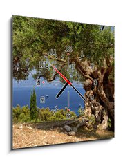 Obraz s hodinami 1D - 50 x 50 cm F_F33058349 - Griechische Inseln